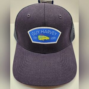 GUY HARVEY STAY GOLDEN MAHI MAHI Mesh Back Trucker Baseball Hat NAVY BLUE ONE SZ